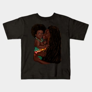 Loving Afro Mom and Baby, African Woman with Child Kids T-Shirt